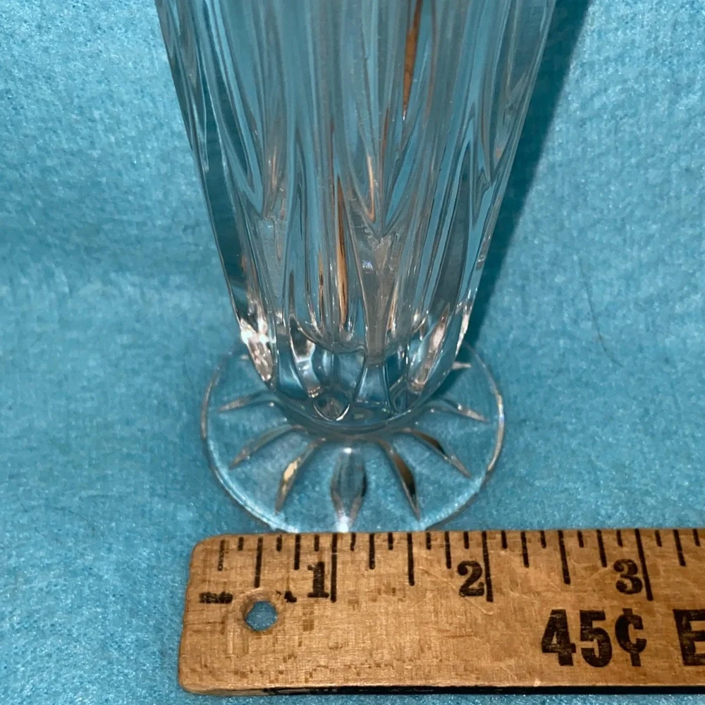 GORHAM all lead cut crystal trumpet clear starburst vase heavy thick vintage NEW